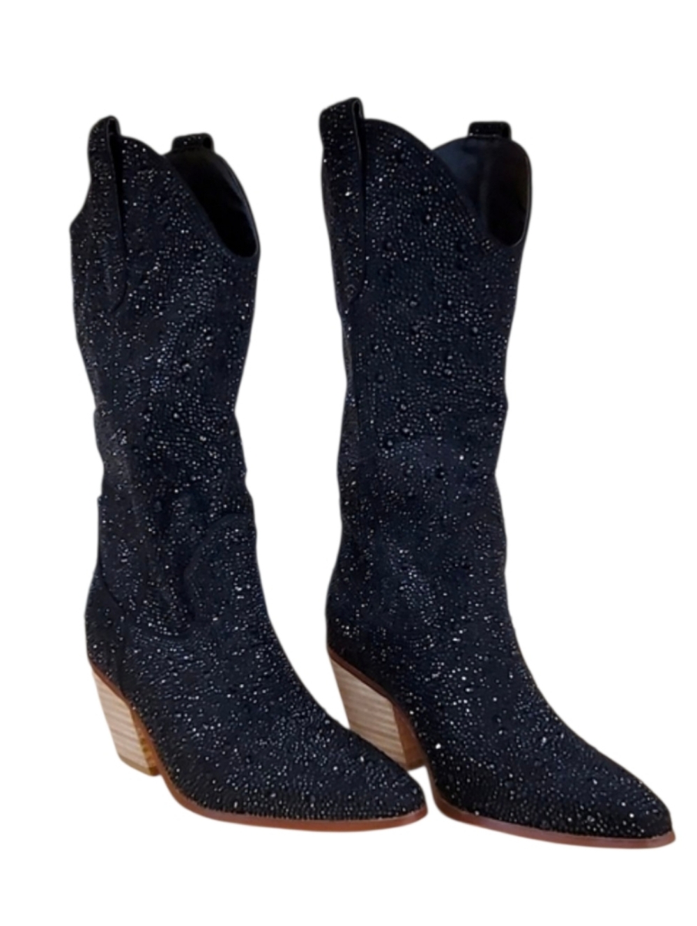 Muccute Rhinestone Cowboy Boots High Glamour Aesthetic Bling Sz 5